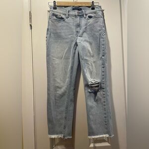 Calvin Klein Petite Cropped Distressed Light Blue Jeans